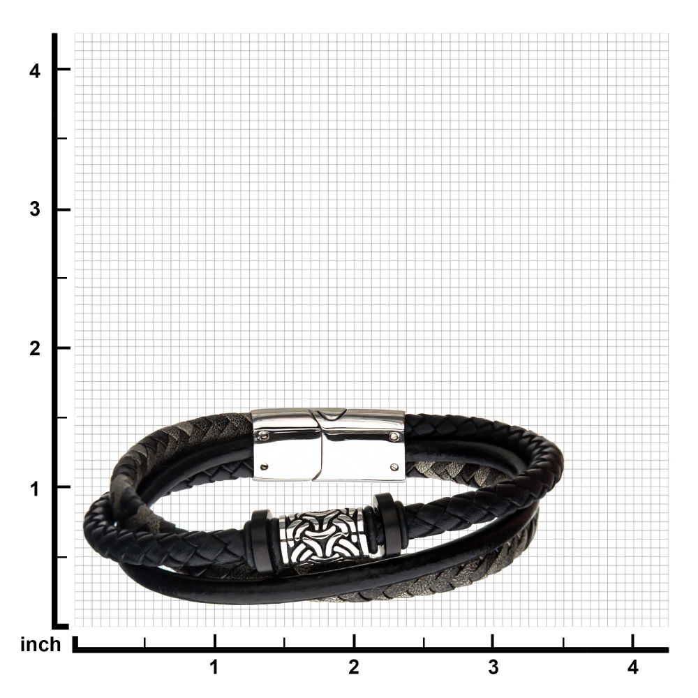 Black IP & Antiqued Finish Drum Beads Bracelet