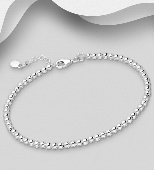 925 Sterling Silver Ball Beaded Bracelet