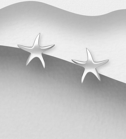 925 Sterling Silver Starfish Push-Back Earrings