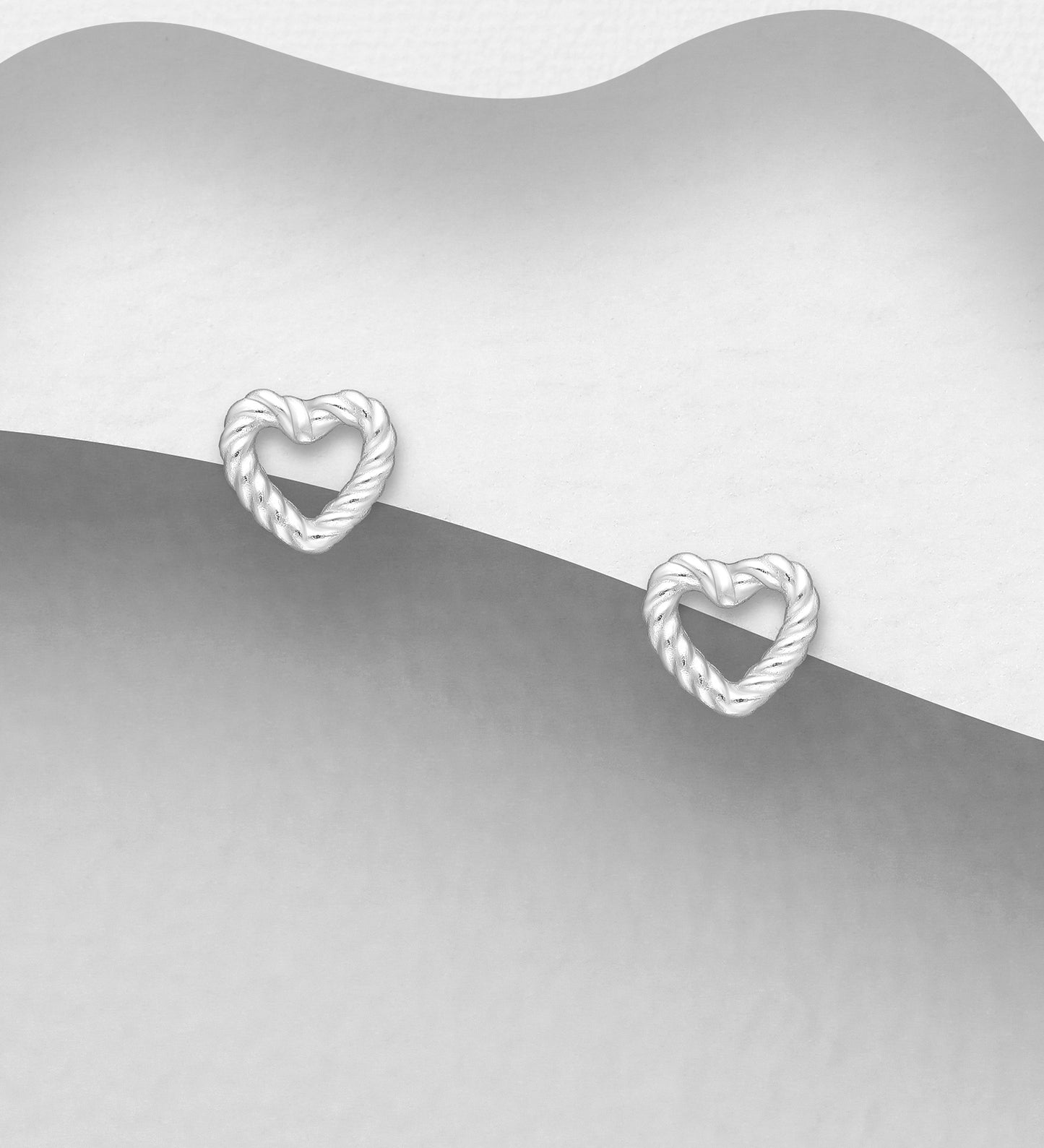 925 Sterling Silver Twisted Heart Push-Back Earrings