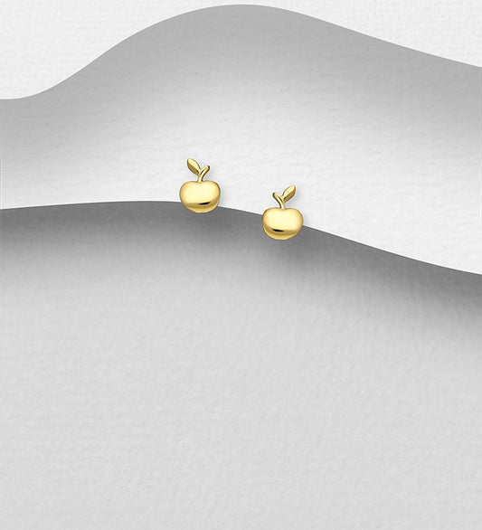 925 Sterling Silver Apple Push-Back Earrings