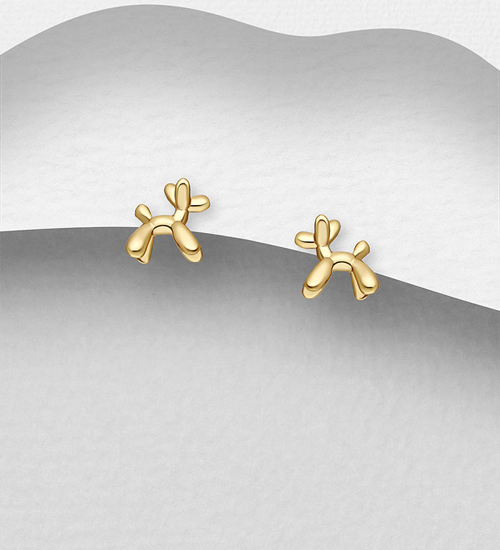 925 Sterling Silver Balloon Dog Push-Back Earrings