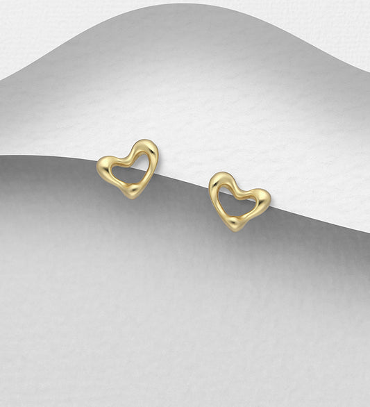 925 Sterling Silver Heart Push-Back Earrings