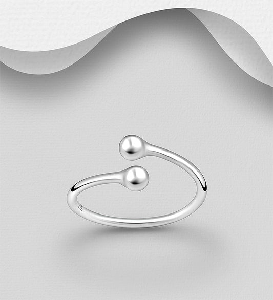 925 Sterling Silver- Adjustable Ball Toe Ring