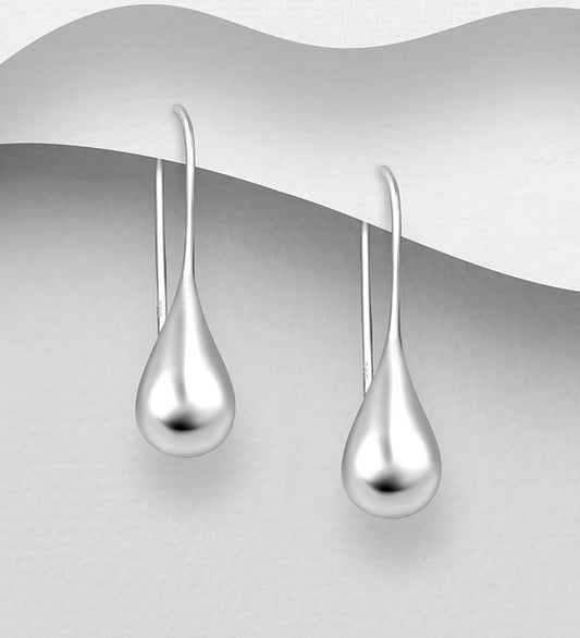 925 Sterling Silver-Droplet Hook Earrings