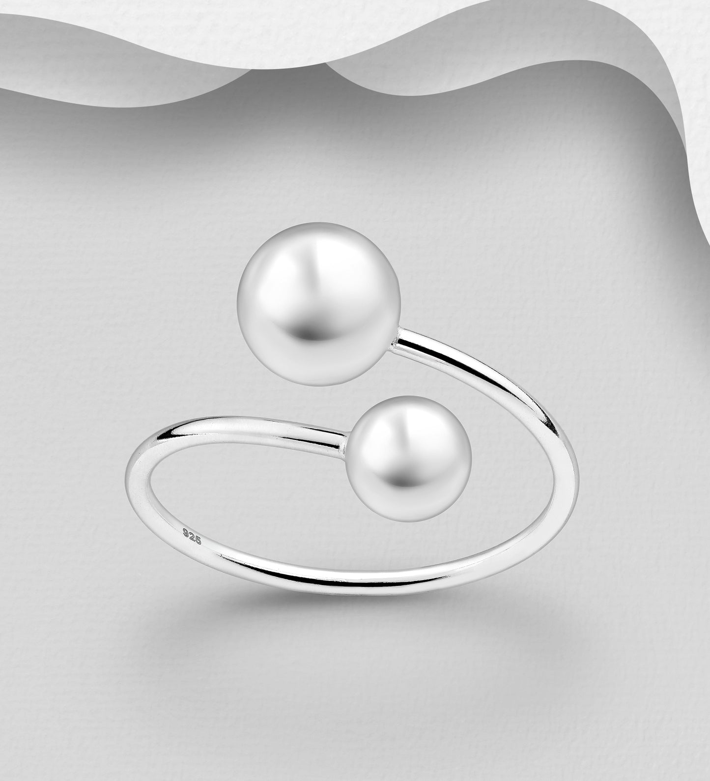 925 Sterling Silver Adjustable Ball Ring