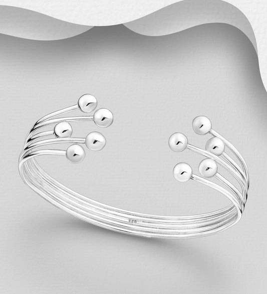 925 Sterling Silver-Ball Cuff