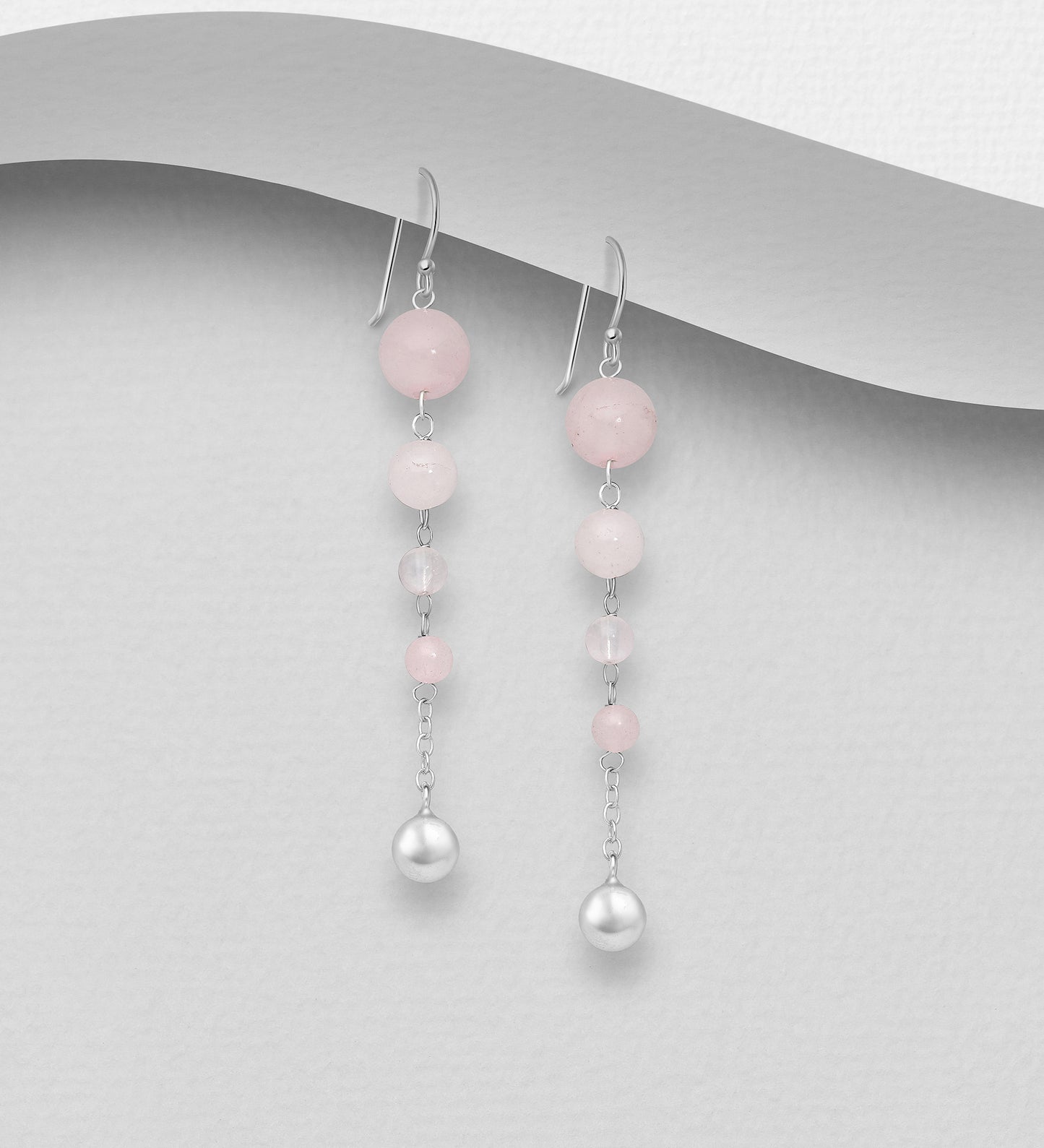 Silver Ball Hooks – 925 Sterling Silver Earrings Beaded with Gemstones