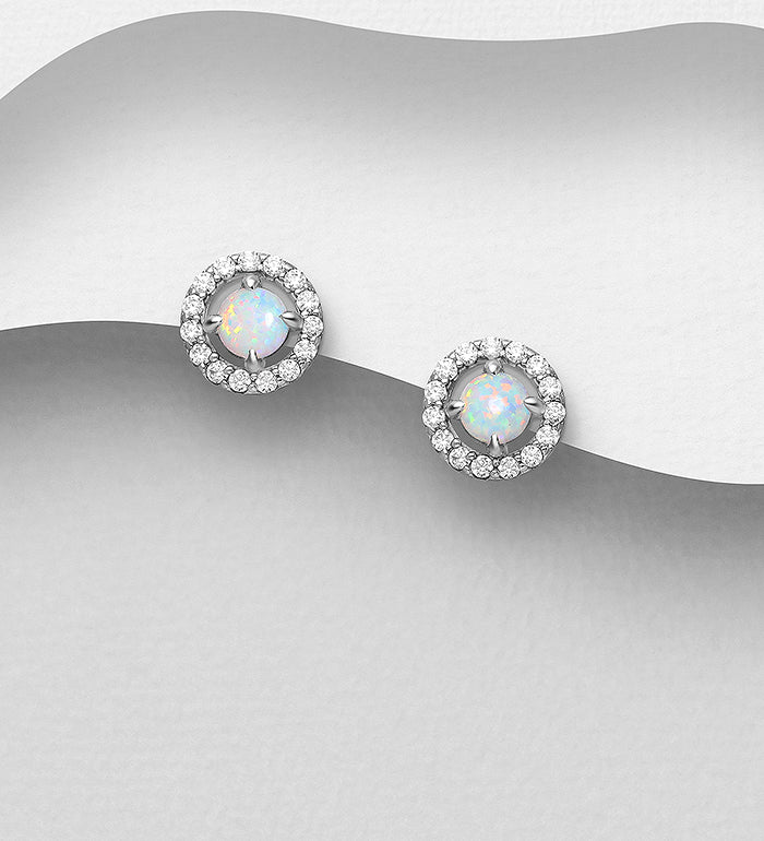 925 Sterling Silver Halo Push-Back Earrings