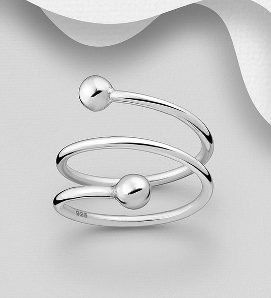 925 Sterling Silver Wrap Ball Ring