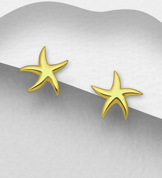 925 Sterling Silver Starfish Push-Back Earrings