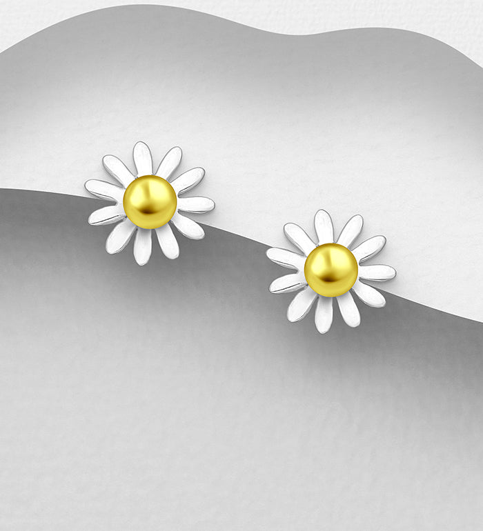 925 Sterling Silver Flower Push-Back Earrings