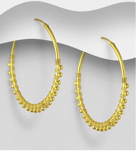 925 Sterling Silver Ball Hoop Earrings, Plated with 1 Micron 18K Gold