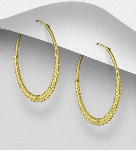 925 Sterling Silver Ball Hoop Earrings, Plated with 1 Micron 14K Gold