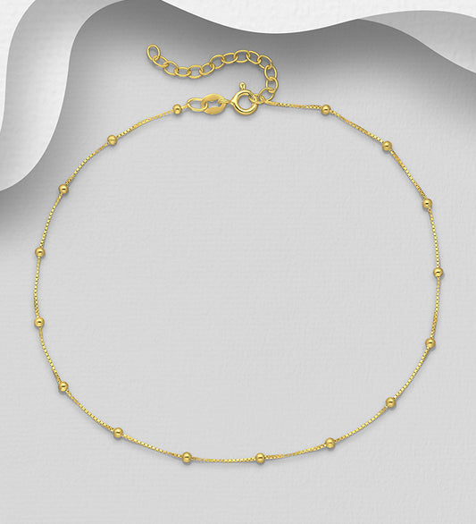 925 Sterling Silver Ball Anklet