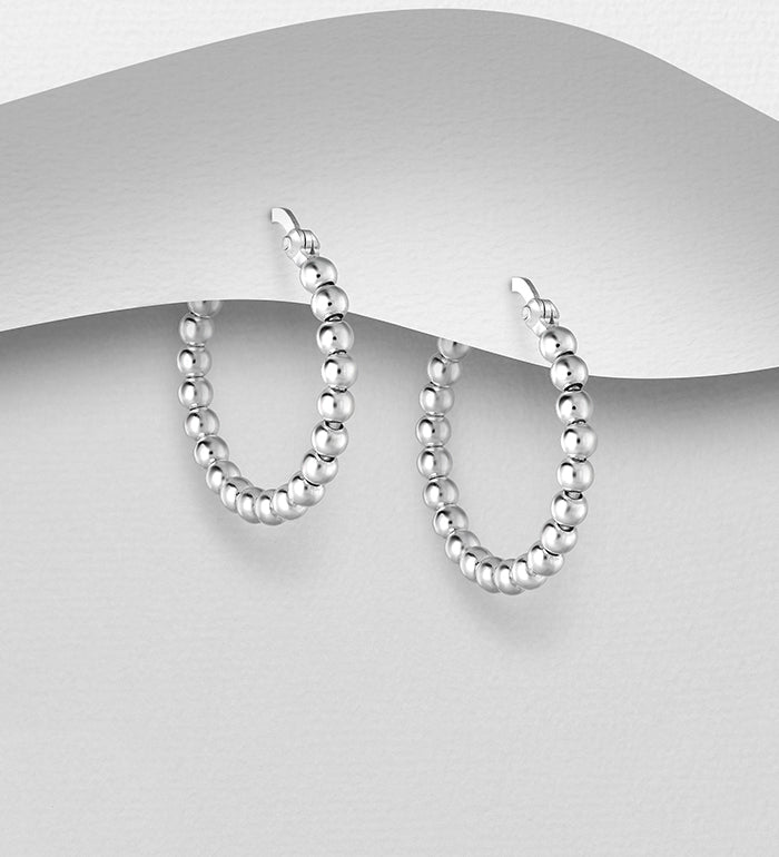 925 Sterling Silver Ball Hoop Earrings