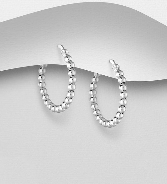 925 Sterling Silver Ball Hoop Earrings