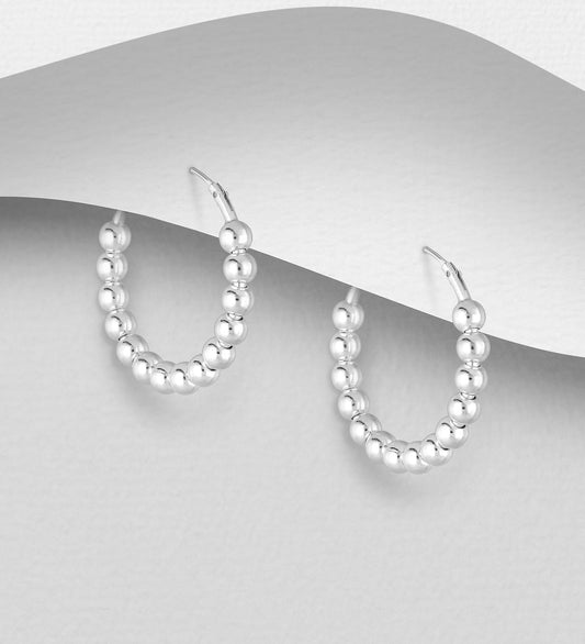 925 Sterling Silver Ball Hoop Earrings