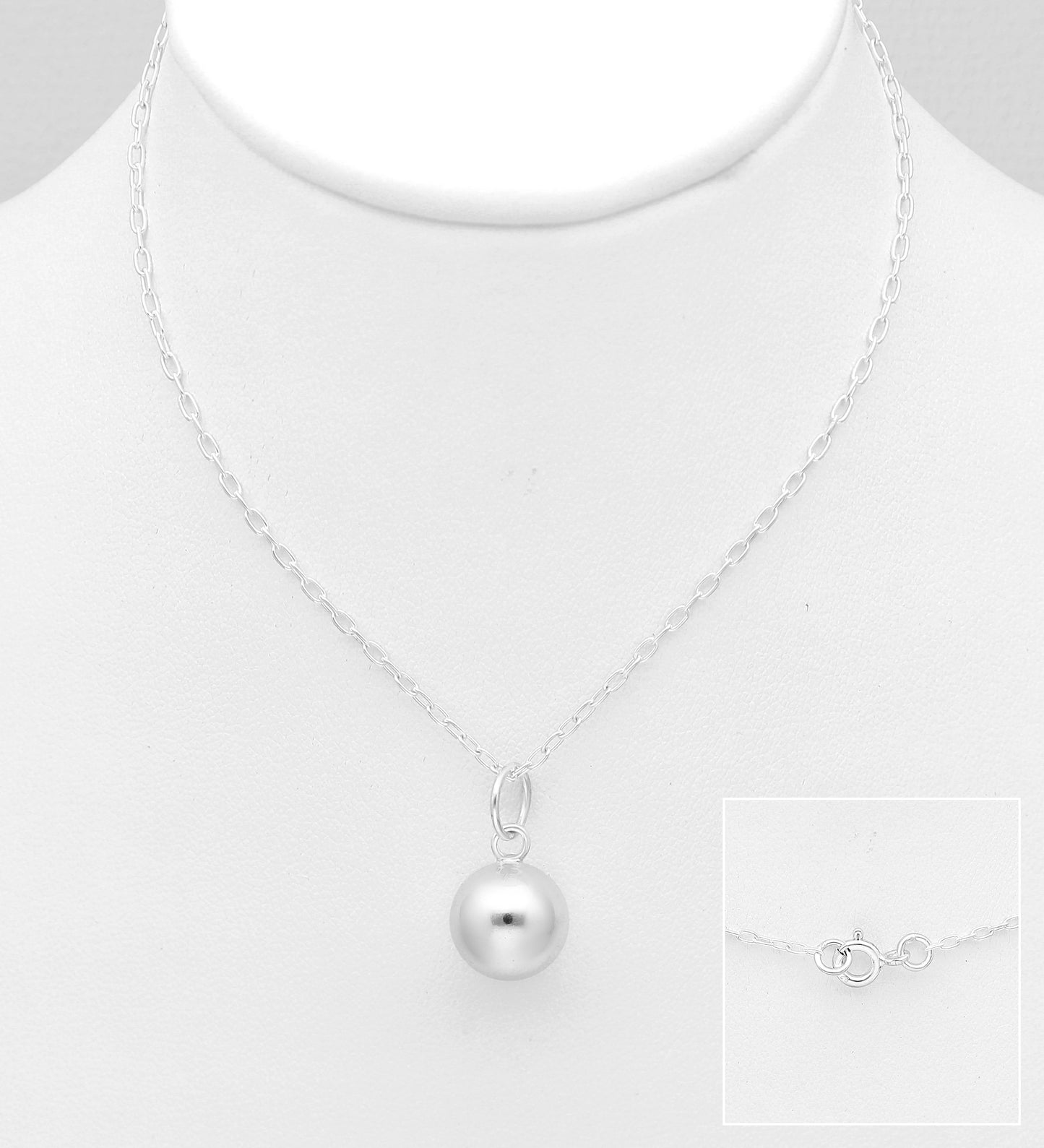 925 Sterling Silver Necklace Featuring- Ball Charm Pendant