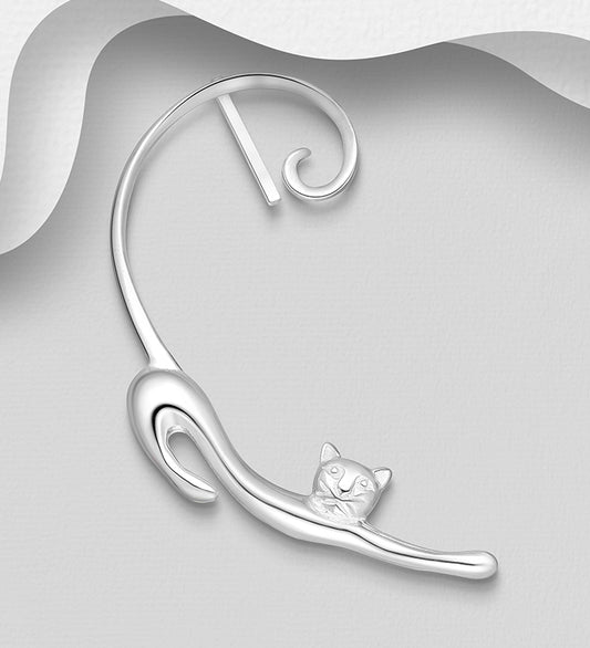 925 Sterling Silver Cat Push-Back and Ear Cuffs