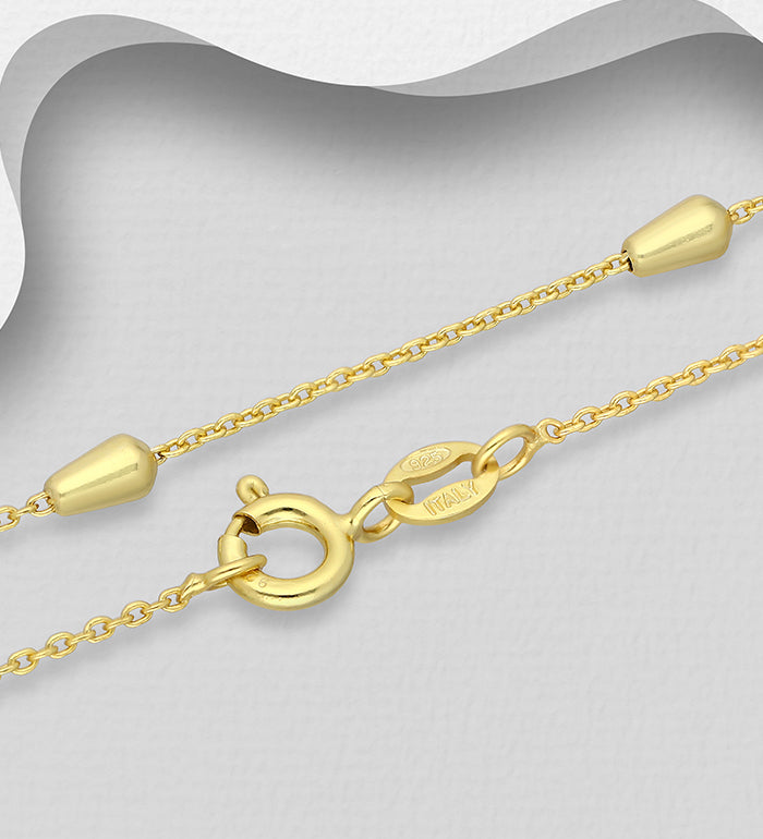 925 Sterling Silver 0.9 mm Chain- Plated with 0.5 Micron 18K Gold