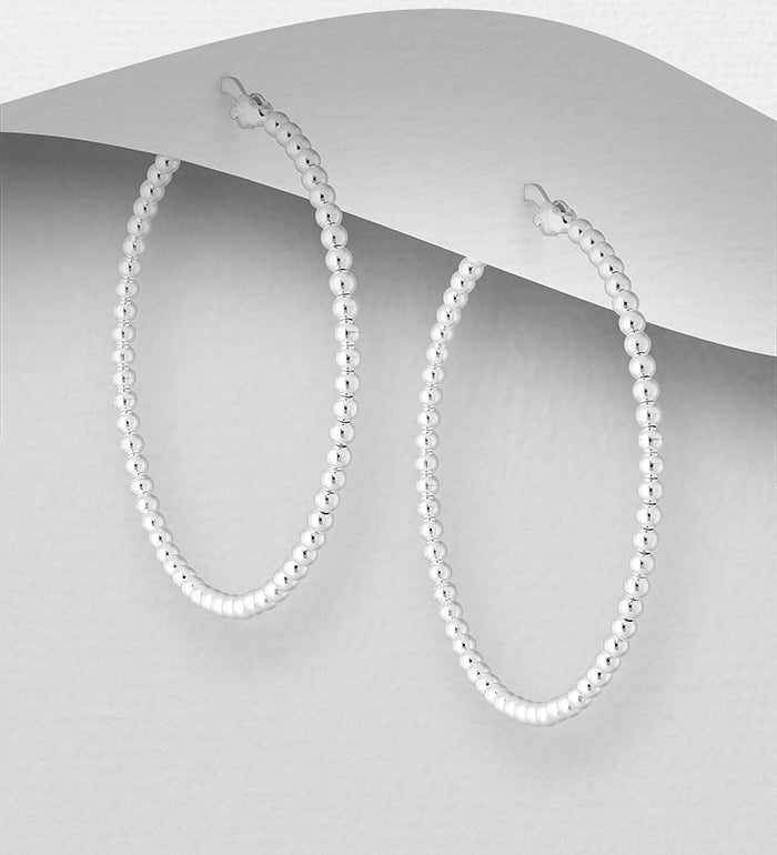 925 Sterling Silver Ball Hoop Earrings