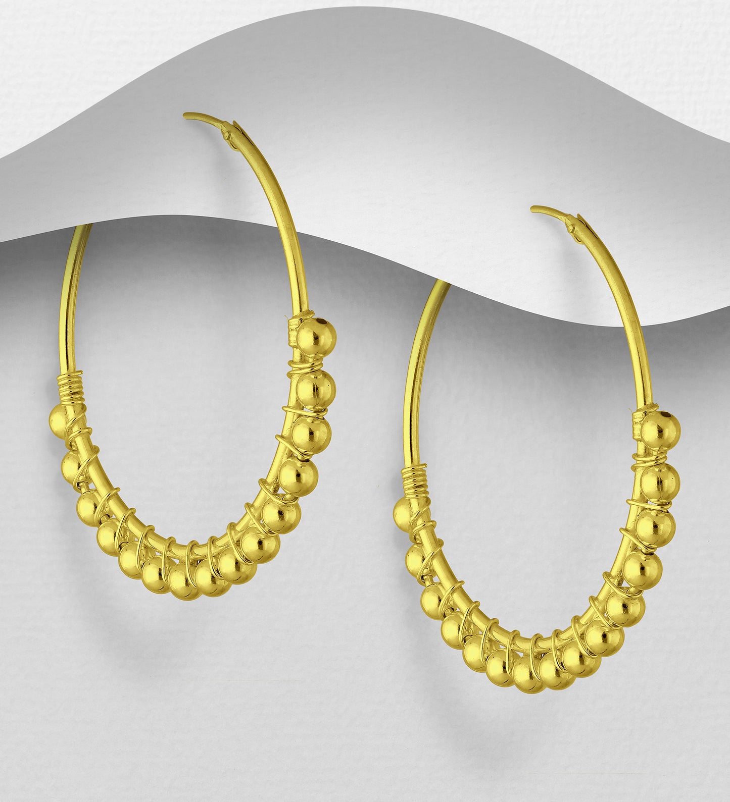 925 Sterling Silver Ball Hoop Earrings, Plated with 1 Micron 18K Gold