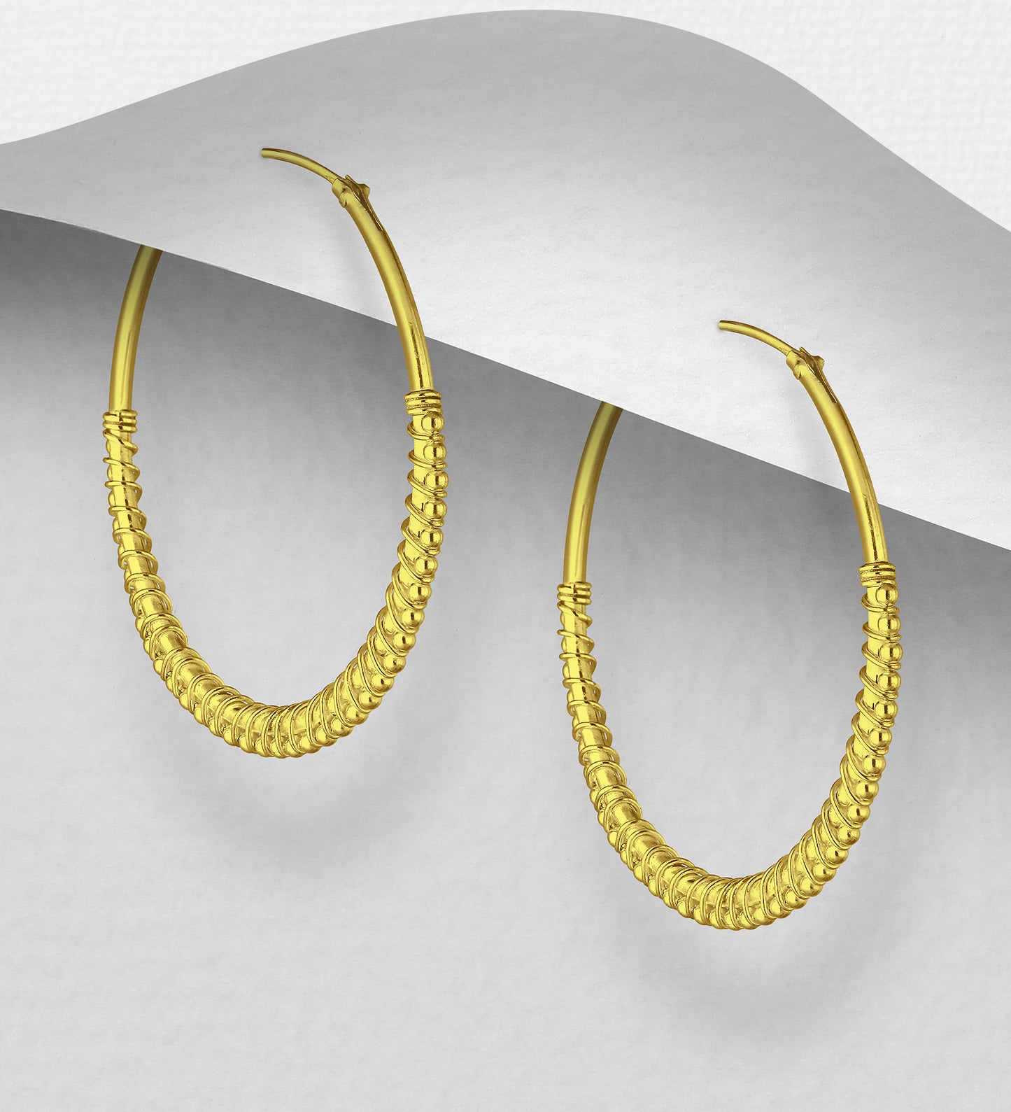 925 Sterling Silver Ball Hoop Earrings, Plated with 1 Micron 14K Gold