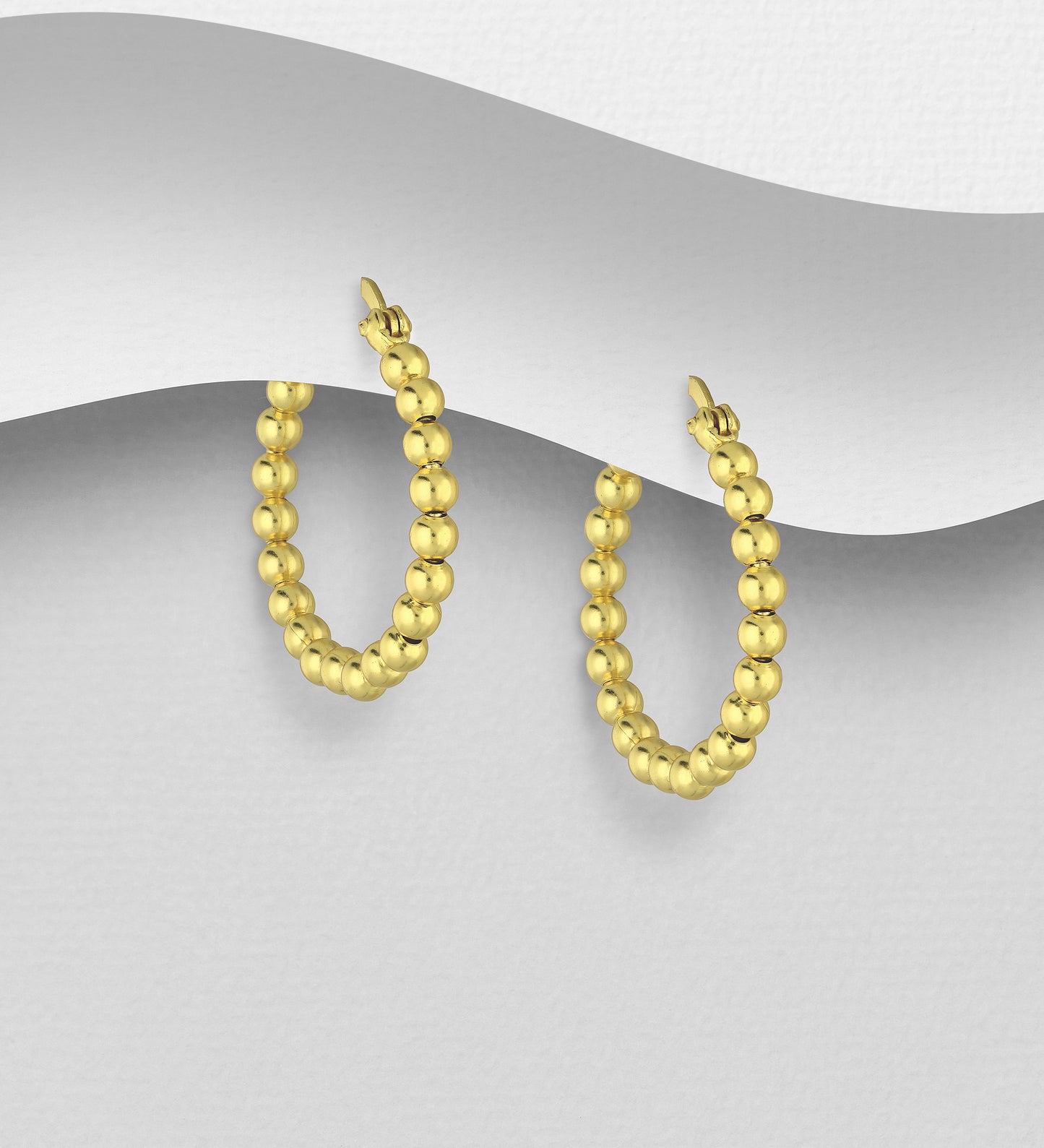 925 Sterling Silver Ball Hoop Earrings- Plated with 1 Micron 18K Gold