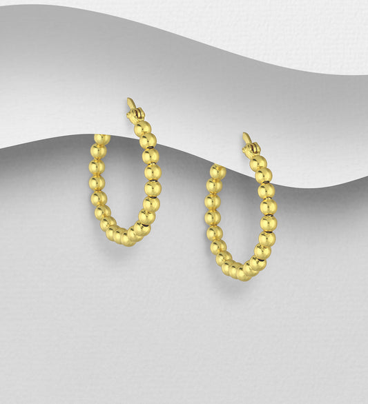 925 Sterling Silver Ball Hoop Earrings- Plated with 1 Micron 18K Gold