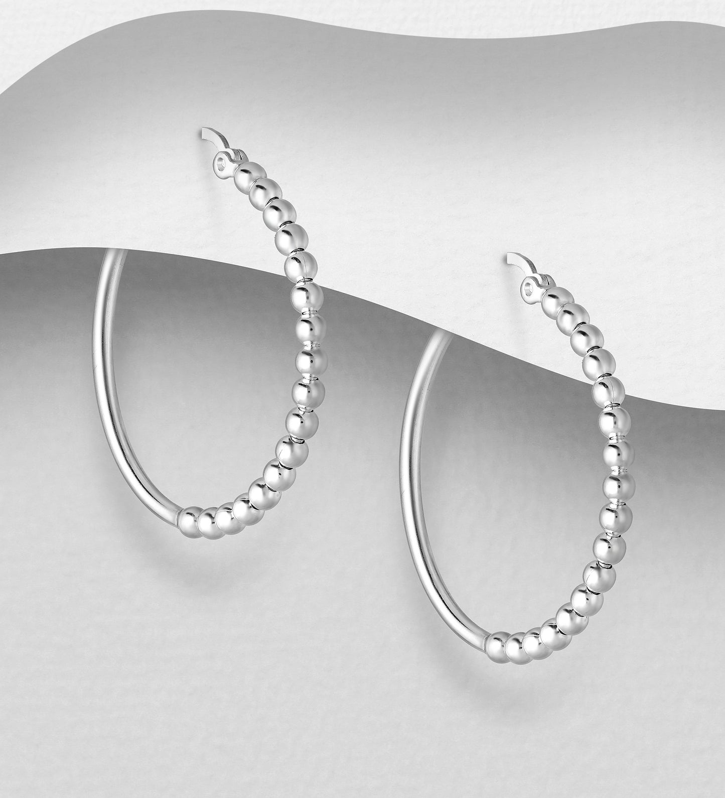 925 Sterling Silver-Ball Hoop Earrings