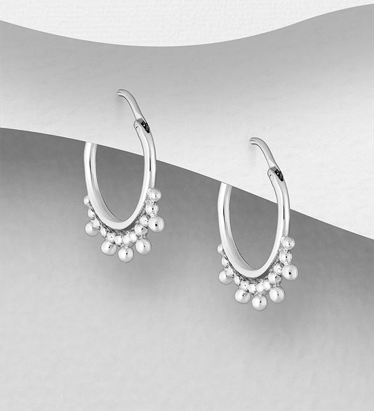 925 Sterling Silver Hinged-Back Earrings-Ball Design