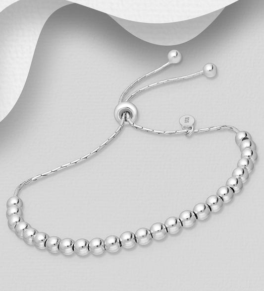 925 Sterling Silver- Ball Adjustable Bracelet