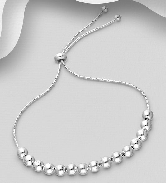 925 Sterling Silver Ball Adjustable Bracelet