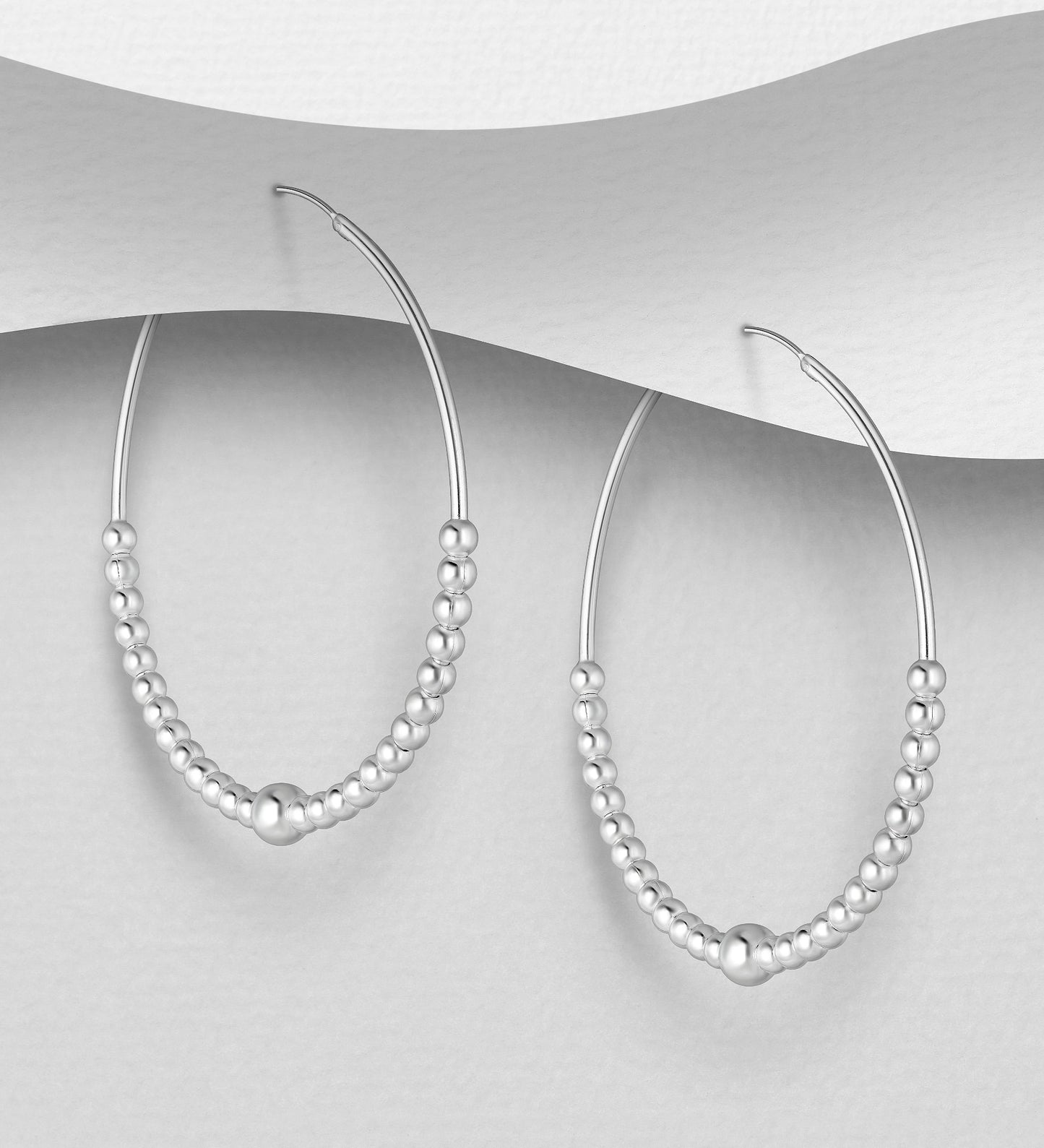 925 Sterling Silver Ball Hoop Earrings