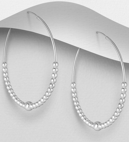 925 Sterling Silver Ball Hoop Earrings