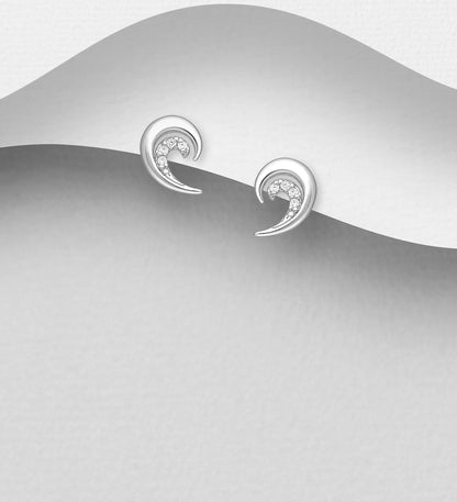 925 Sterling Silver Wave Push-Back Earrings