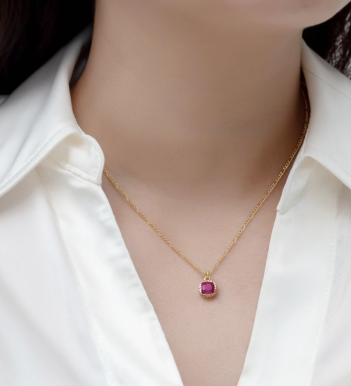 925 Sterling Silver Necklace with Ruby