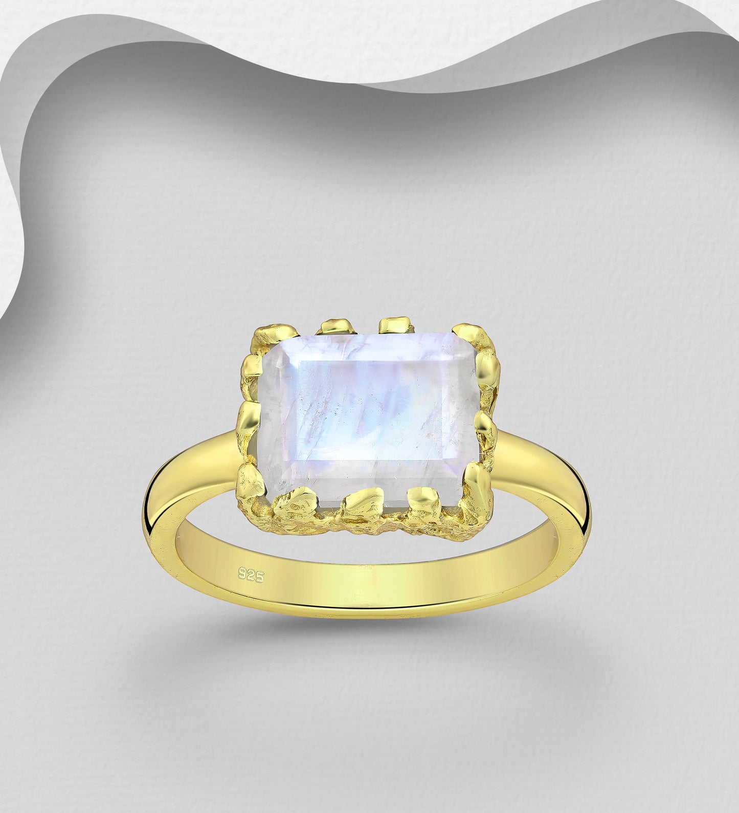 925 Sterling Silver Ring - Rainbow Moonstone