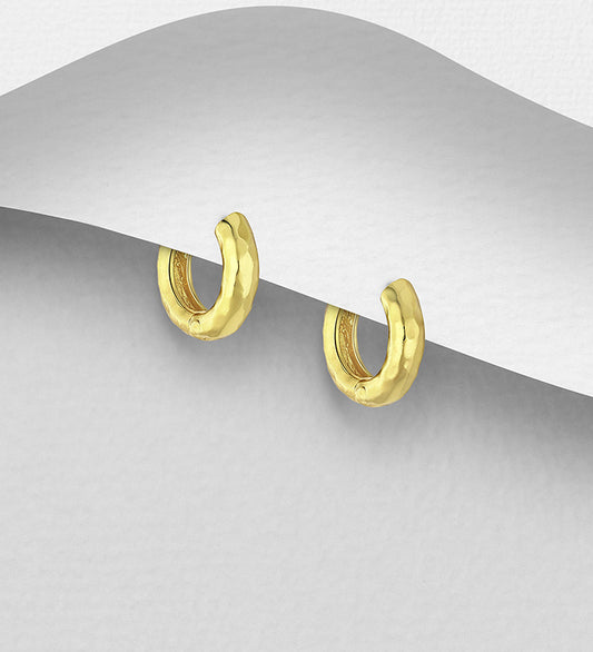 925 Sterling Silver Hammered Hoop Earrings