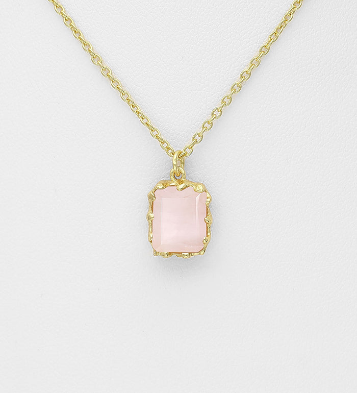 925 Sterling Silver Necklace with Rose Quartz