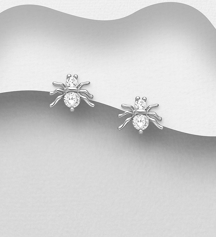 925 Sterling Silver Spider Push-Back Earrings