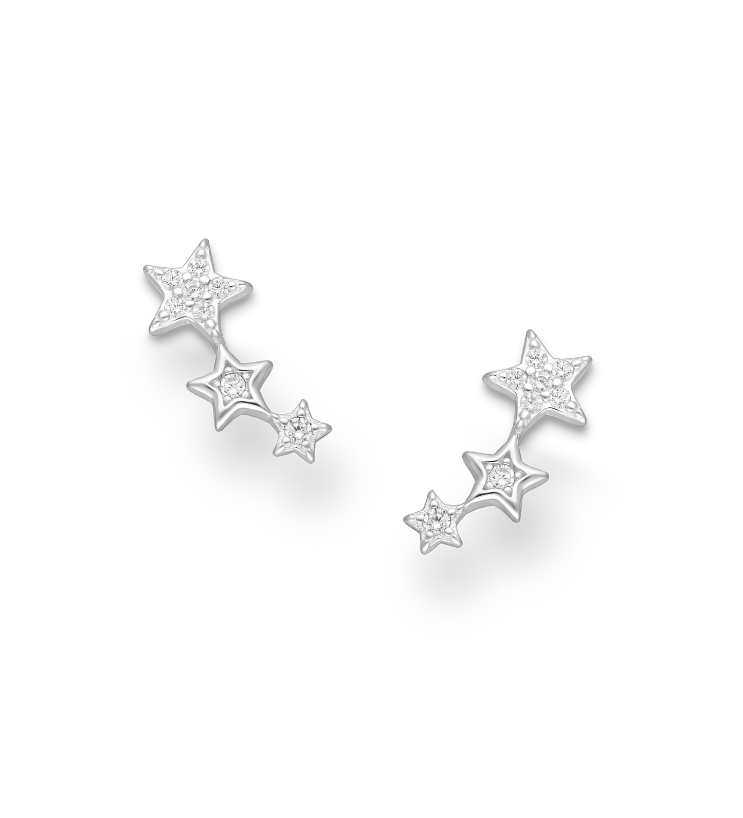 925 Sterling Silver Star Push-Back Earrings