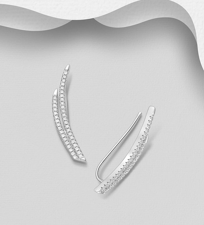 925 Sterling Silver Ear Pins-CZ