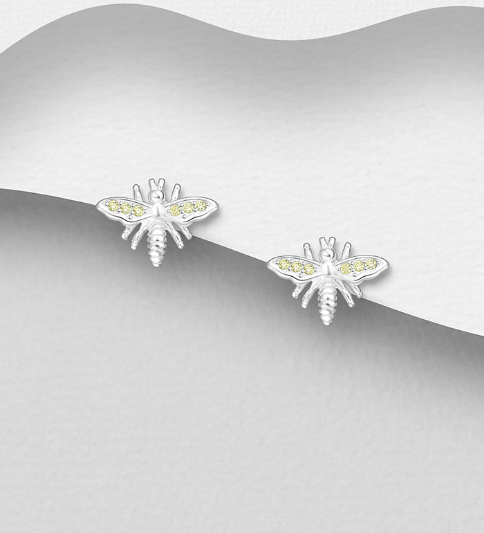 925 Sterling Silver Moth Push-Back Earrings