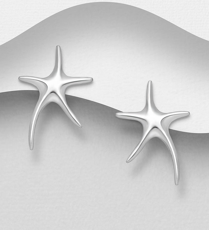 925 Sterling Silver Starfish Push-Back Earrings