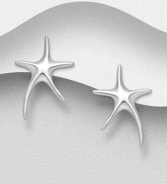 925 Sterling Silver Starfish Push-Back Earrings