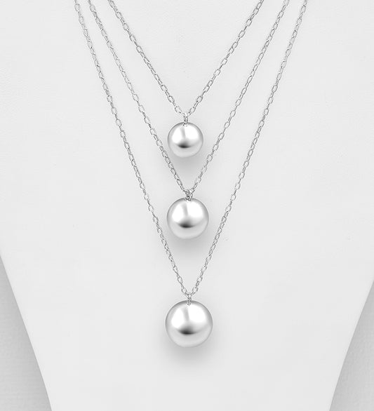 925 Sterling Silver Ball Layered Necklace