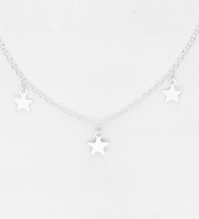 925 Sterling Silver Star Dangle Necklace