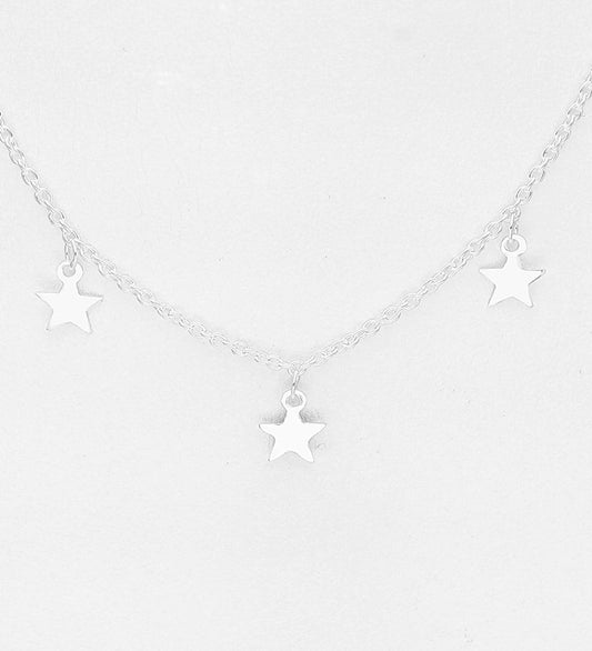 925 Sterling Silver Star Dangle Necklace